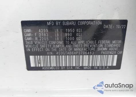 2023 Subaru Impreza Base 5-Door z USA, uszkodzony, nr VIN 4S3GTAB6XP3706463